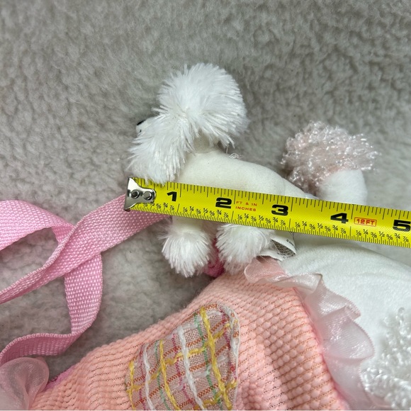 Poodle plush dog kids purse  12" pink peach white w/ mini poodle clip READ - Picture 14 of 15